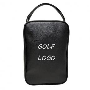 Golf Shoe Bag OEM Black PU Leather Embroidery Exclusive Logo